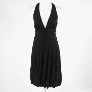 Black CACHE goth stretch halter neck bubble dress size 2